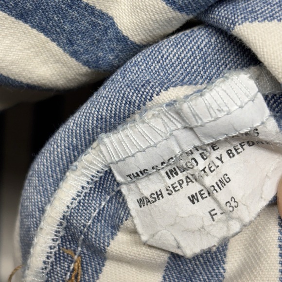 Vintage Y2K Legal Jean Denim Mens XL 1/4 Zip Shirt Striped Short Sleeve Vented - Picture 11 of 16